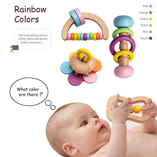 Wooden Montessori Baby Sensory Rattle Educational Toys Preschool Baby Grasping Toy-Nursery First Toy #TOP4