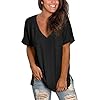 SAMPEEL Womens Tops Blouses Plus Size Short Sleeve Flowy Summer T Shirts Black XXL