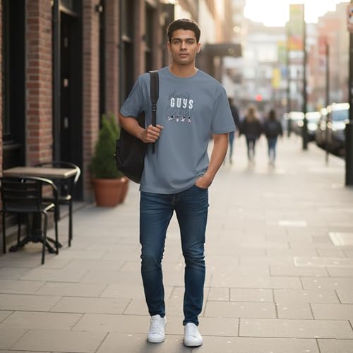 Image of VONIX Men's Cotton Oversized T-Shirt | Premium Soft Fabric | Relaxed Fit Half Sleeve Tee | Quick-Dry, Fade-Free, Durable Casual Use Top