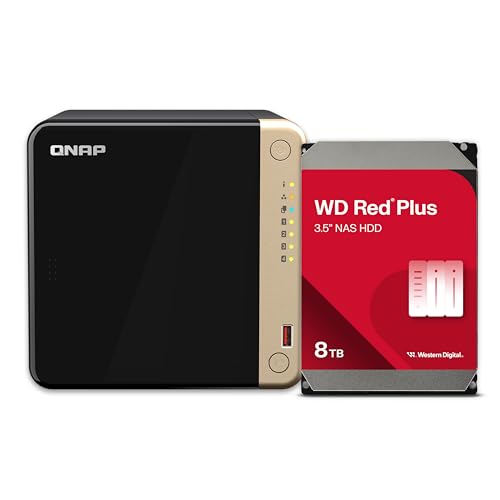 Image of QNAP TS-464-8G-48WD-US 4 Bay High-Performance Desktop NAS with 24TB Storage Capacity, Preconfigured RAID 5 WD Red Plus HDD Bundle
