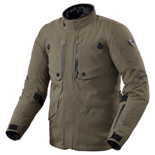 REV'IT! Men's Trench 2 GTX Adventure Touring Motorcycle Jacket (Black Olive - Large)