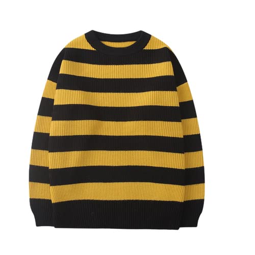 Image of Unisex Striped Sweater Gothic Pullovers Oversized Knitted Jumpers Alt Emo Sweatshirts Harajuku Streetwear Grunge Clothes