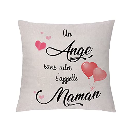 Housse de Coussin pour Maman algarienne Cadeau apprécié Maman Cadeau d'anniversaire Fête des mères Housse de Coussin en Lin Thanksgiving Noël Taies d'oreiller Décorations pour la Maison (Style 3) Cover