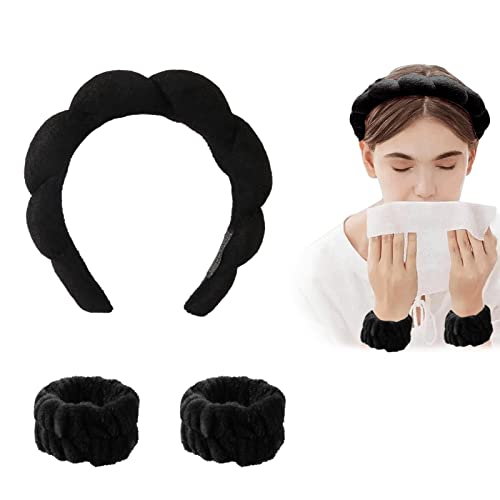 Spa Fascia per Capelli da Donna, per Il Lavaggio del Polso e del Viso, per Capelli, Fascia per Spa in Spugna, Braccialetti Assorbenti, per la Cura della Pelle (#2)