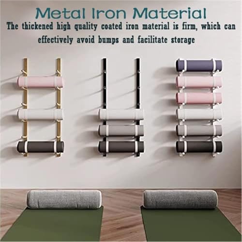 Support mural en bois pour tapis de yoga et suspension métal