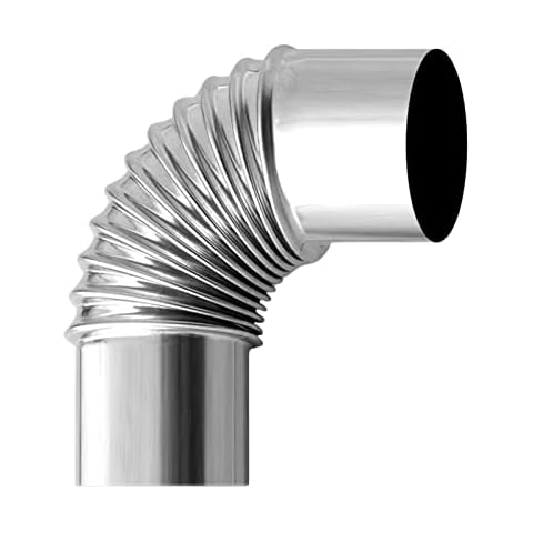 Rooeling Stainless Steel Wood Stove Chimney | 90° Elbow Pipe Flexible Furnace Tube | Heat Resistant Flue Pipe for Stoves | Wood Log Burning Stove Pipe Cover