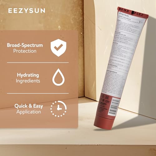 EEZYSUN BARE Tinted Sunscreen SPF 50 – Non-Greasy, Water-Resistant, Vegan & Reef-Safe with Hyaluronic Acid & Jojoba Oil – 1.69 fl oz – Deep