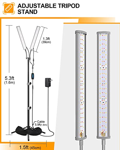 Dommia 80W Grow Light Strips And 40W Grow Light With Stand, Dimmable Grow Light, Multiple Spectra Plant Light, 6/10/12H Timer Grow Lamp #TOP6