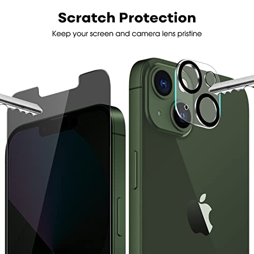 Image of JETech Privacy Screen Protector for iPhone 13 mini 5.4-Inch with Camera Lens Protector, Anti-Spy Tempered Glass Film, Easy Installation Tool, 2-Pack Each