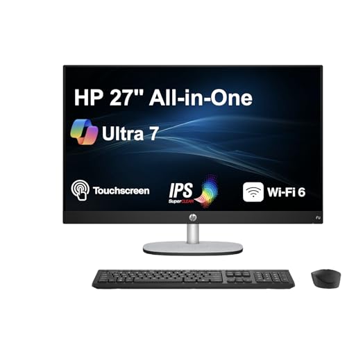 Image of HP 27 AI PC All-in-One 27 inch Touchscreen IPS FHD Display (Intel Ultra 7-255U, 64GB DDR5, 2TB PCIe SSD, Intel Graphics, WiFi 6, Webcam, Bluetooth 5.4, Win 11 Pro) w /Premium Backpack