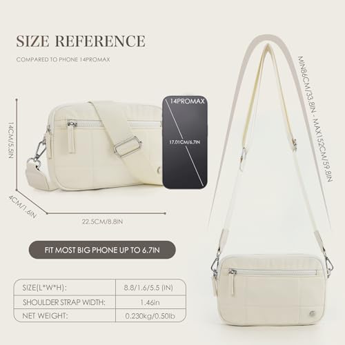 Quilted Crossbody Bags for Women Puffer Purse Cross Body Lightweight Nylon Shoulder Bag with Wide Strap2