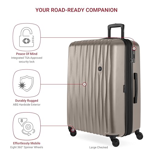 Image of SwissGear 7272 Energie Expandable Hardside Luggage with Spinner Wheels and TSA Lock, Light Gold, 3-Piece Set (19 /24 /27)