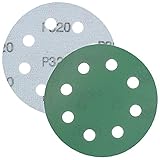 10 Stück Exzenterschleifer Schleifpapier Ø125mm Klett, 8- fach Loch, rund, nass/trocken | Schleifscheiben, Schleifblatt | Klettverschluss | P40 - P2000 (P320, Grün)