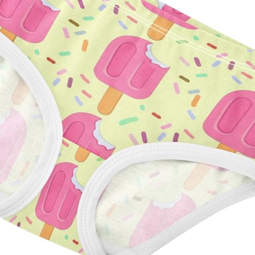 Cotton Girls Underwear Toddler Pink Popsicles Ice Light Yellow Panties Little Girl Cartoon Kids Briefs Undies 2t4