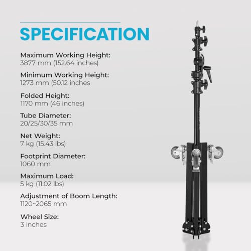 Image of Flashpoint 12.8' Folding Wheeled Base Stand with Boom Arm