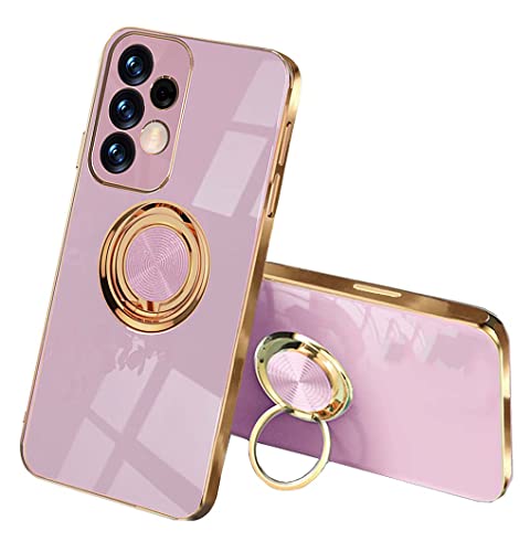 SEEKOO Coque pour Samsung Galaxy A33 5G, Ultra Mince Élégant en Silicone Souple Galvanoplastie Design Coque Brillante Antichoc TPU Gel Etui avec 360 Degrés Rotation Bague, Mauve Cover