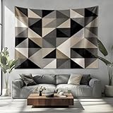 Wandteppich Psychedelic Modernes Geometrisches Patchwork Weich Vlies Wandbehang Wanddeko für Wohnzimmer Schlafzimmer Dunkelgrau Picknickdecke Tapisserie Wandkunst Dekore (150x100cm)