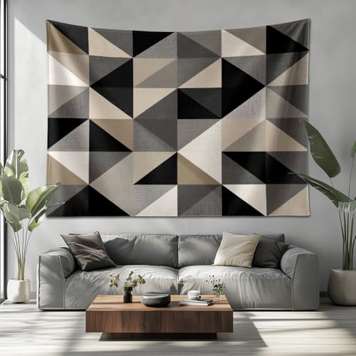 Wandteppich Psychedelic Modernes Geometrisches Patchwork Weich Vlies Wandbehang Wanddeko für Wohnzimmer Schlafzimmer Dunkelgrau Picknickdecke Tapisserie Wandkunst Dekore (150x100cm)
