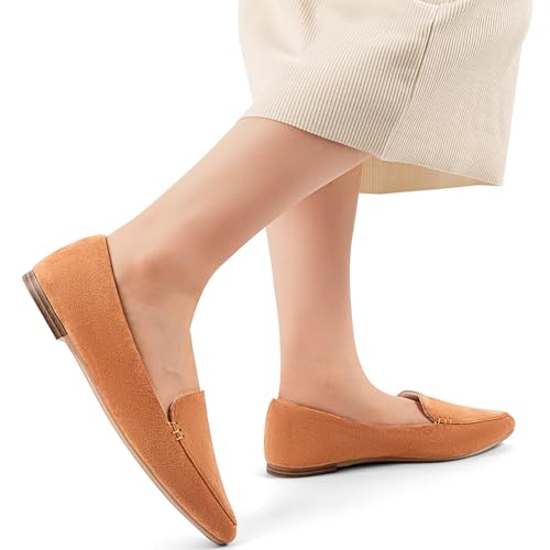 Image of MUSSHOE Pointed Toe Flats for Women, Comfortable Business Casual Work Shoes, Slip On Loafers with Arch Support, Office Walking Flats for All Day Standing