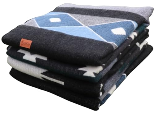 Image of Alpaca Wool Blanket, King Size, Reversible 2 in 1, Thick and Ultra Soft, Hypoallergenic, Non-Itchy, Handmade in Ecuador. Premium Alpaca Wool Thtow Blanket for Cozy Comfort. Blue