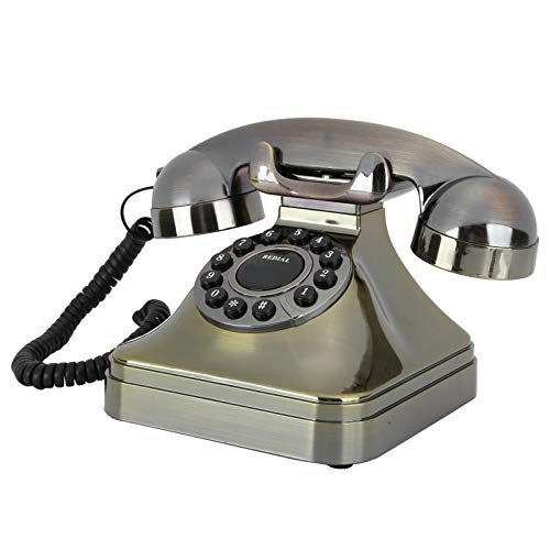 EBTOOLS Retro Desktop Landline Telephone, HD Call Quality Vintage Corded Telephone Bronze Home Office Decoration