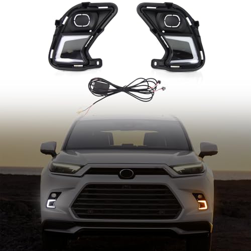 HIGH FLYING 2024 2025 for Toyota Grand Highlander Limited/Platinum Car Exterior Front LED Fog Light DRL Daytime Running Lights 2PCS (Style A)