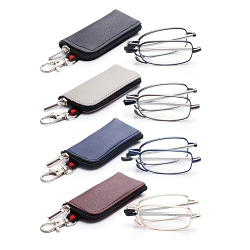WENS JOOY 4 Pack Compact Reading Glasses Pocket Foldable Readers