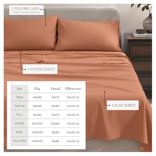 Image of Great Bay Home Cotton Jersey Knit King Sheet Set - Ultra-Soft, Stretchy, Heathered Melange Bed Sheets - Cozy, Soft T-Shirt Sheet & Pillowcase Set (Terracotta)