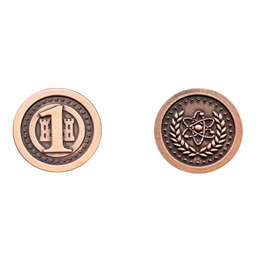 The Broken Token - Atomic Age 1 Value Copper Coins - Fantasy Coin 25mm Metal Novelty, Cosplay, and TTRPG Game Pieces - Pack of 10