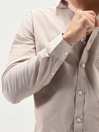 Image of Urbano Fashion Men's Cotton Full Sleeve Regular Fit Casual Solid Slub Shirt with Spread Collar