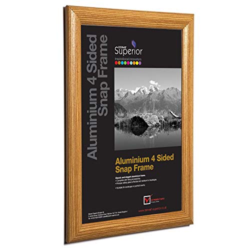 Stewart Superior A1 Aluminium 4 Sided 25mm Front Loading Picture/Poster Snap Frame - Light Wood Finish