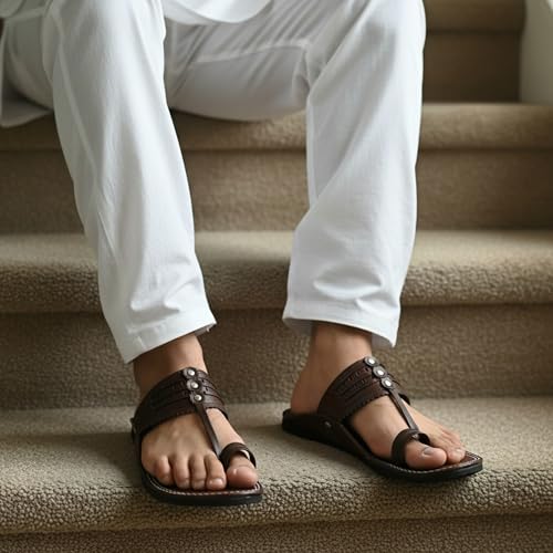 Image of DFR Ethnic Sandals For Boys Men, Comfortable Men's Rajasthani Slipper Chappals