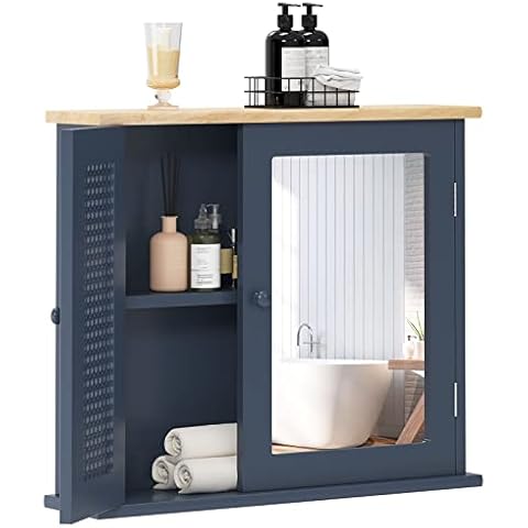 soges Armario de baño con espejo y puertas de ratán, montaje en pared Cover