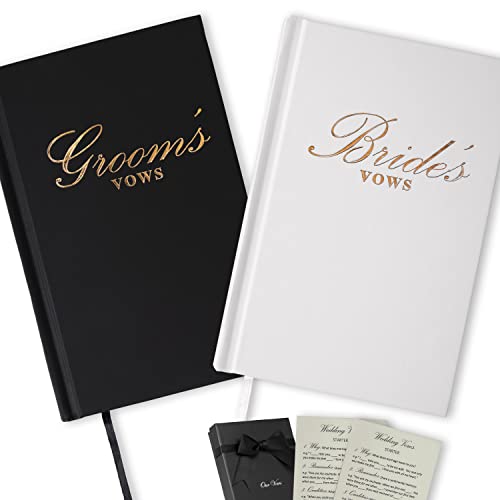 Aerai Group Vow Books, Wedding Vows Book - Bride And Groom Vow Book For Wedding - Wedding Booklets Black And Gold - Vow Journal 5.5 X 3.9 In With Box - Wedding Notebook - Bridal Shower & Vow Renewal #TOP28