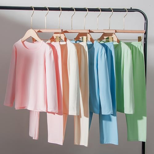 Kids Girls Boys Thermal Underwear Soft Comfy 𝐏ajamas Lightweight Scoopy Neck Long Sleeve Undershirt Pure Silk Solid3