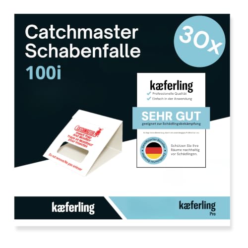 Catchmaster Schabenfalle 100i 30x Premium Kakerlaken-Falle Klebefallen - Giftfrei & Biozidfrei - Mittel gegen Kakerlaken Heimchen & Schaben - Zur Bedarfsermittlung & Monitoring