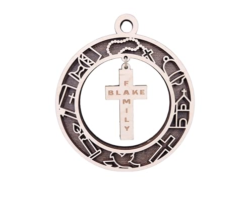 Personalized Floral Cross Ornament