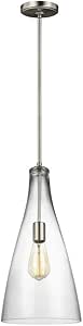 Generation Lighting 6537001-962 Transitional One Light Pendant from Seagull - Arilda Collection in Pewter, Nickel, Silver Finish,