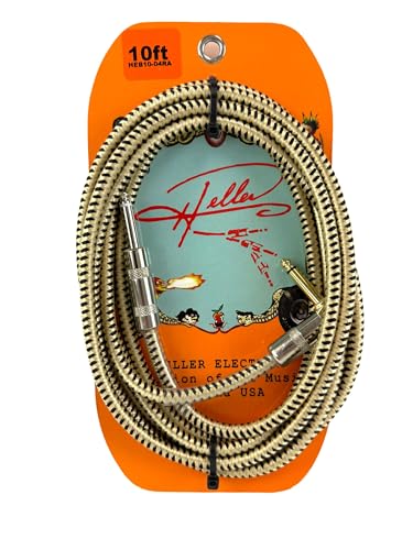 Câble de guitare électrique Heller en tweed doré noir 3m avec conducteurs OFC