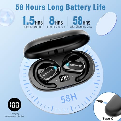 Wireless Earbuds Bluetooth 5.4 Open Ear Headphones with Earhooks, Black | 3-in-1 AI Real Time Translator with Audio/Video Call Translation. 58H Battery & Comfortable Over Ear for Learning Workout - image 5