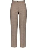 Gerry Weber Damen Hose mit Min-Hahnentritt Hose Freizeit verkürzt Hose kariert leicht verkürztes Bein Dark Cedar Clay Karo 46