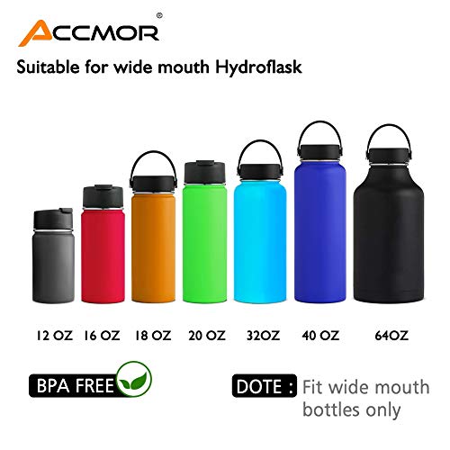 Accmor Water Bottle Handle For Hydro Flask And Other Wide Mouth Bottles, Paracord Strap Carrier For 12Oz-64Oz Bottle, Bottle Accessories With Fire Starter Compass Safety Ring And Carabiner (Colorful) #TOP2