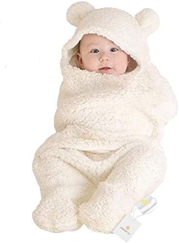 Amazon おくるみ 新生児 冬 ベビーおくるみ 足付き ベビー服 赤ちゃん 寝袋 新生児着ぐるみ 人気 出産祝い 記念撮影 防寒 あったかい 肌に優しい 無地 綿 フード付き ふわふわ クマさん ホワイト おくるみ ベビー マタニティ 通販