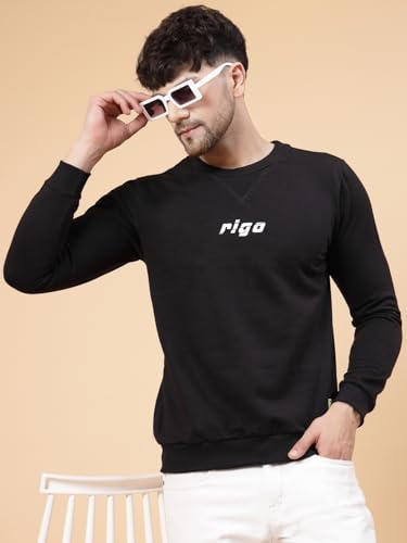 Image of Rigo Fleece Printed Round Neck Sweatshirt for Men | Full Sleeves Sweatshirt for Men | Casual Wear & Stylish Sweatshirts for Men