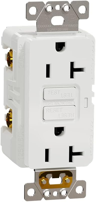 by Schneider Electric Square D X Series 125-Volt Tamper Resistant GFCI Duplex Decorator Receptacle Back Wire Clamps, 20 Amps, Matte White (SQR51201WH)