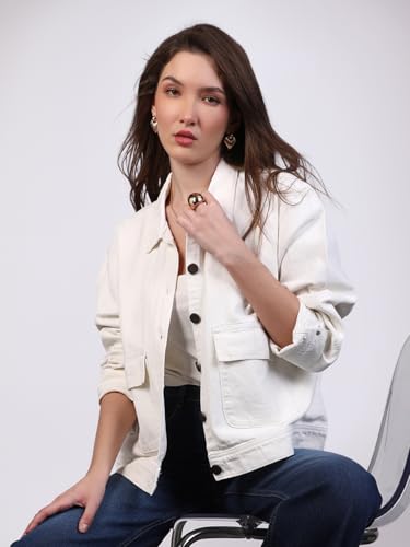 Image of Urbano Fashion Women's Relaxed Fit Full Sleeve Utility Denim Jacket