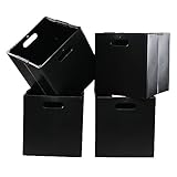 Wekioger 4-Pack Plastic Foldable Cube Storage Bins, Collapsible Storage Cubes Bin Organizer, Black