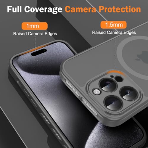 CASEINJOY Stronger Magnetic for iPhone 15 Pro Max Case, Heat Dissipation Frame, Compatible with Magsafe, Camera Protection, Matte Back Slim Protective Cover for iPhone 15 Pro Max 6.7 Inch, Gray - image 2