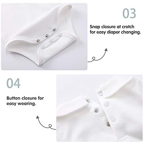 Pureborn 2-Pack Unisex Baby Bodysuit Solid Baptism Long Sleeve Peter Pan Collar White 12-18 Months #TOP3