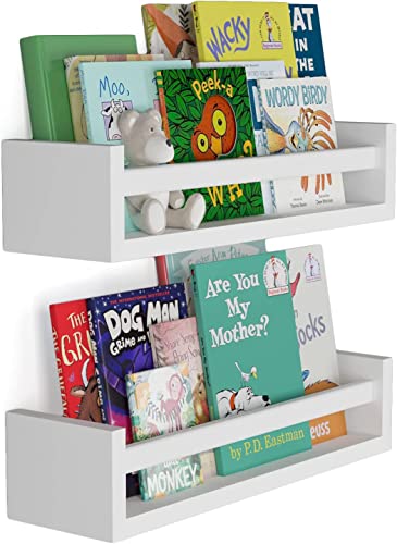 Image of WooDinto Wall Shelves for Living Room, Bedroom|Wall Mounted ShelfWall Hanging Storage Unit|Wall Organiser Shelf (White, Floating Set of 2 - White - 18 Inch)